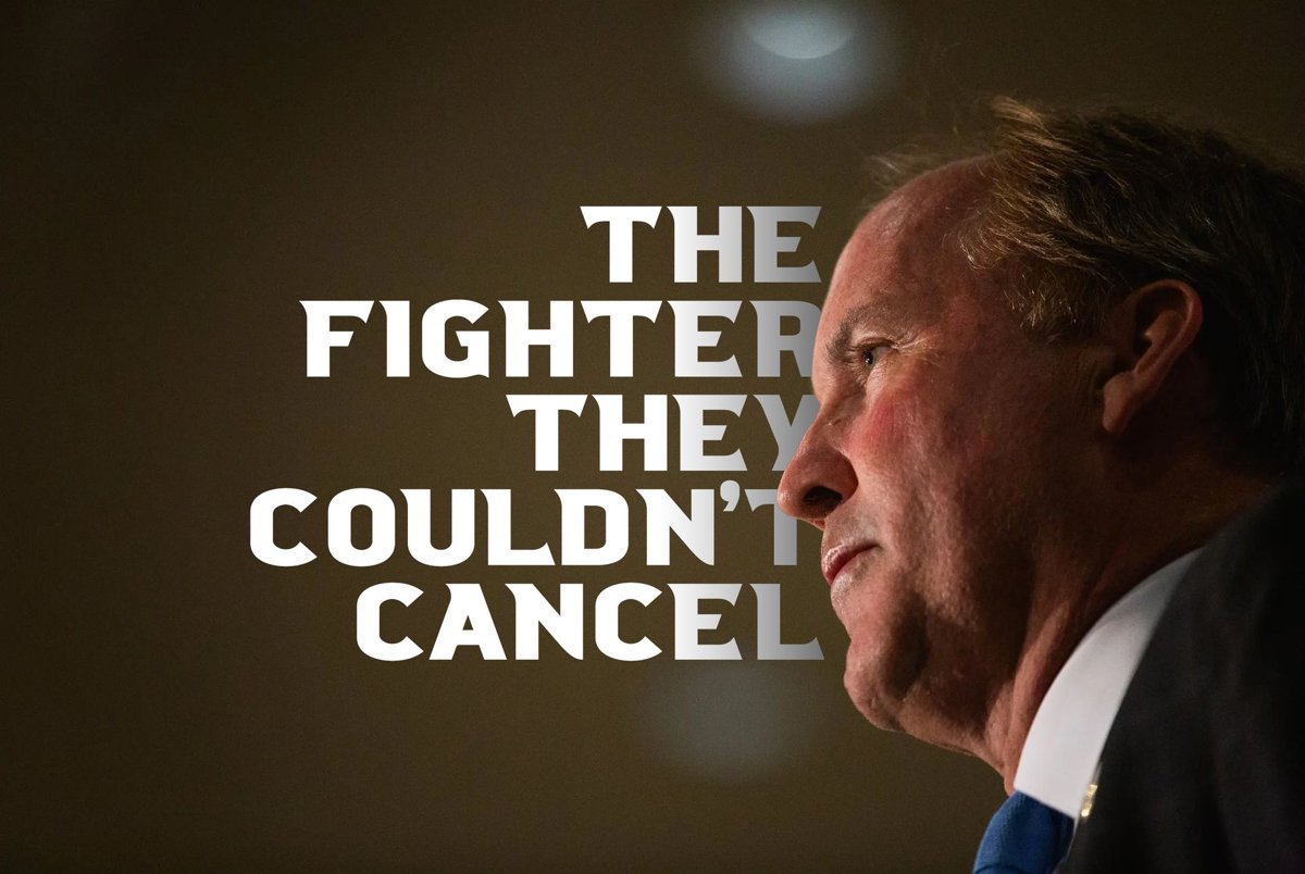 Ken Paxton — photograph in a campaign graphic; the slogan is campaign messaging